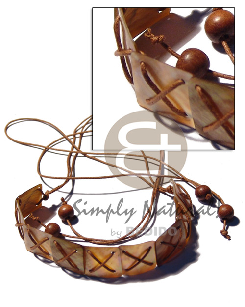 hand made 9 pcs. 20mmx20mm square brownlip Shell Necklace
