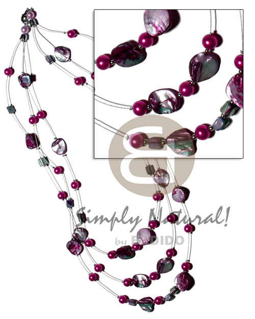 hand made Floating lavender kabibe shell nuggets Shell Necklace