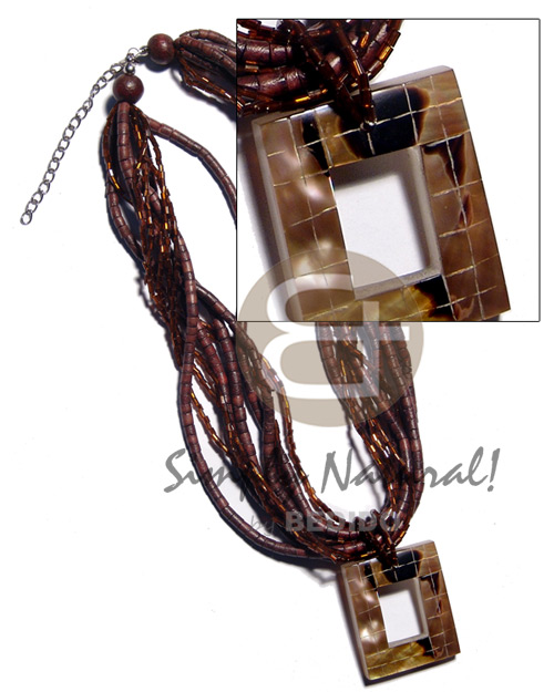 40mmx35mm rectangular blocking brownlip tiger Shell Necklace