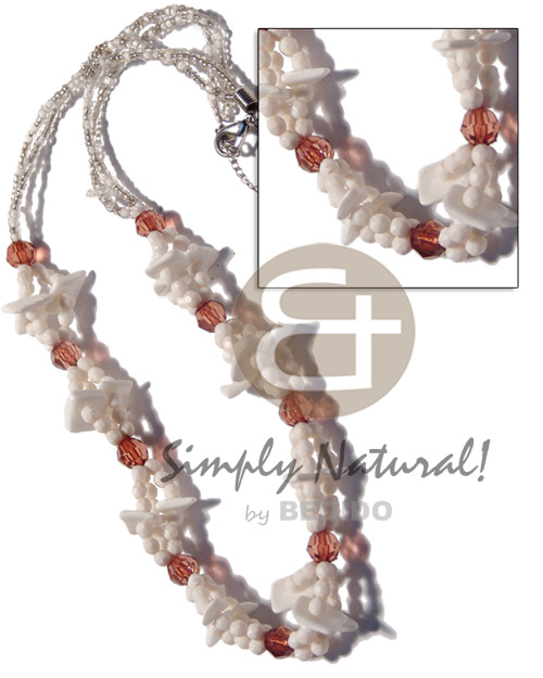 3 layers white beads and Shell Necklace