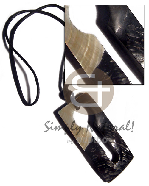 hand made 105mmx48mm chunky rectangular keyhole mop blacklip Shell Necklace