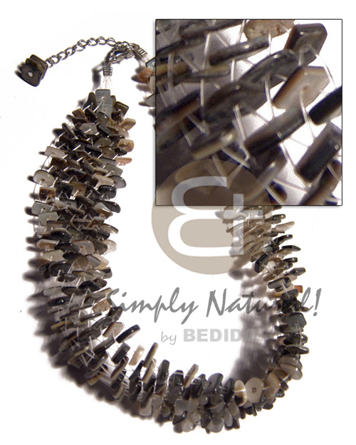 1in flat choker criss cross nat. hammershell sq. cut / 13in.  extender chain - Shell Necklace