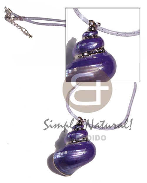 hand made Clear purple jelly cord Shell Necklace