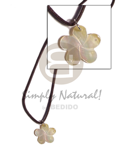 cord  25mm flower  groove pendant - Shell Necklace
