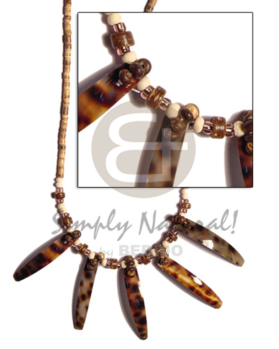 hand made 2-3 coco heishe tiger Shell Necklace