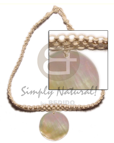 choker macramie  round  40mm MOP pendant - Shell Necklace