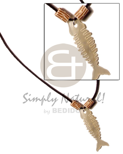 hand made Leather thong fishbone hammershell Shell Necklace