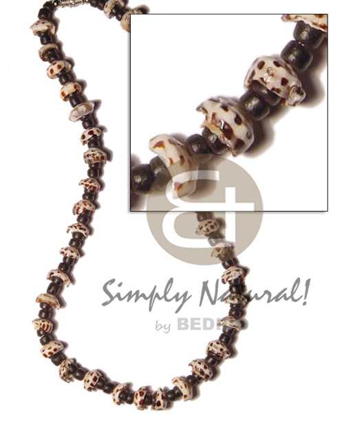 4-5mm black coco Pokalet.  puka tiger alt. - Shell Necklace