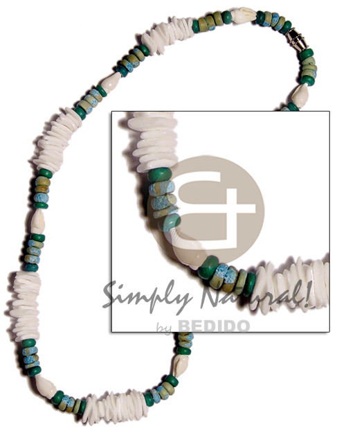 hand made White rose greem 4-5mm Shell Necklace