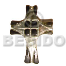 blacklip cross  skin 40mm - Shell Pendant