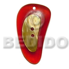 Red horn button mop Shell Pendant