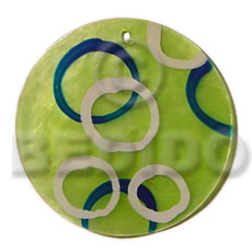 hand made Round green 50mm capiz shell Shell Pendant