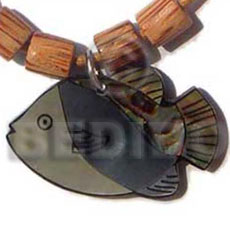 inlaid assorted shells /  fish design  pendant - Shell Pendant
