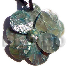 Blue hammershel flower blocking technique Shell Pendant