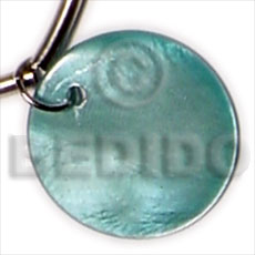 30mm round aqua blue hammershell Shell Pendant