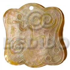 Wavy 45mm square mop Shell Pendant