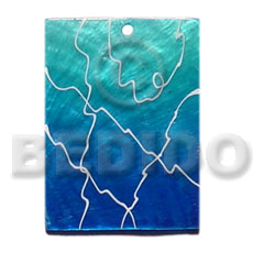 35mmx30mm rectangular graduated blue painted capiz  webbing - Shell Pendant