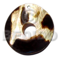 40mm round brownlip tiger  15mm hole - Shell Pendant