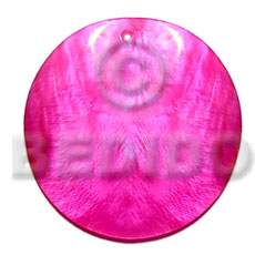 40mm round fuschia hammershell Shell Pendant