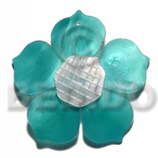 hand made Aqua blue 25mm hammershell flower Shell Pendant