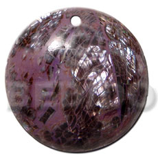 hand made 40mm round violet oyster shell Shell Pendant