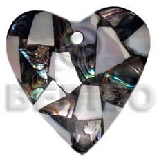 45mm Heart Laminated Paua Kabibe Chips