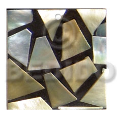 hand made Flat square black Shell Pendant