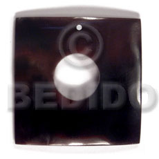 40mm square blacktab  15mm center hole - Shell Pendant