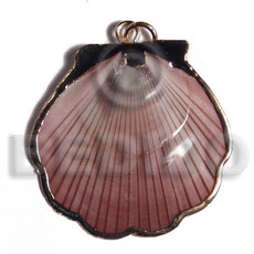 amosiom shell (approx.  35mm - varying natural sizes ) molten gold metal series /  attached jump rings / electroplated / st-3 - Shell Pendant