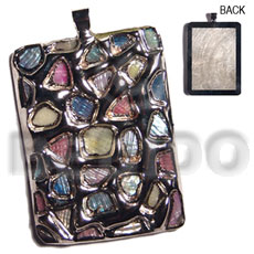 Rectangular 50mmx38mm glistening abalone in Shell Pendant