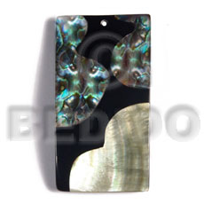 hand made 55mmx27mm laminated rectangular paua blacklip shell Shell Pendant