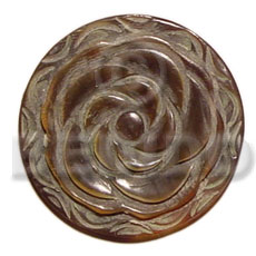 40mm round brownlip  rose design - Shell Pendants