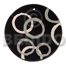 Round black 50mm capiz shell Shell Pendants