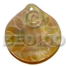 round 45 MOP  sun design - Shell Pendants