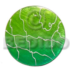 35mm round graduated lime green capiz  webbing - Shell Pendants