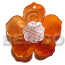 hand made Orange 40mm hammershell flower Shell Pendants