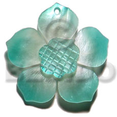 graduated aqua blue 30mm hammershell flower  grooved nectar - Shell Pendants