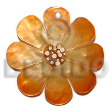 30mm  graduated orange hammershell flower  dotted skin nectar - Shell Pendants