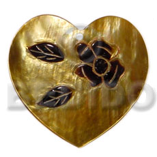 40mm heart brownlip  skin - Shell Pendants