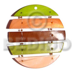 segmented kabibe shell circle 55mmm diameter/ 5 color combinationnation - Shell Pendants
