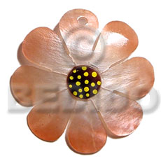 40mm  graduated golden orange hammershell flower  dotted skin nectar - Shell Pendants