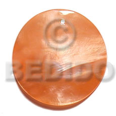hand made 40mm round orange hammershell Shell Pendants