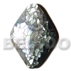 50mmx40mm diamond blacklip shell cracking  resin backing ( rounded edges) - Shell Pendants