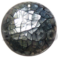 40mm round blacklip shell cracking Shell Pendants