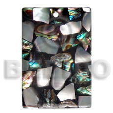 45mmx30mm laminated paua kabibe chips shell Shell Pendants