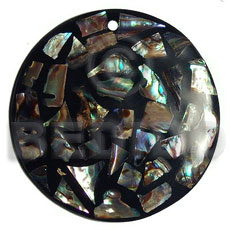 hand made 50mm round paua blocking Shell Pendants