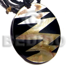 60mmx50mm oval black resin  inlaid MOP  skin - Shell Pendants
