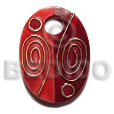 hand made Handpainted and colored oval 40mmx30mm Shell Pendants
