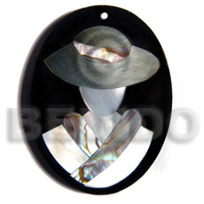 hand made 50mmx38mm oval pendant elegant hat Shell Pendants