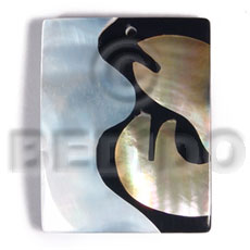 45mmx35mm laminated rectangular brownlip/kabibe shell combination  5mm black resin backing - Shell Pendants